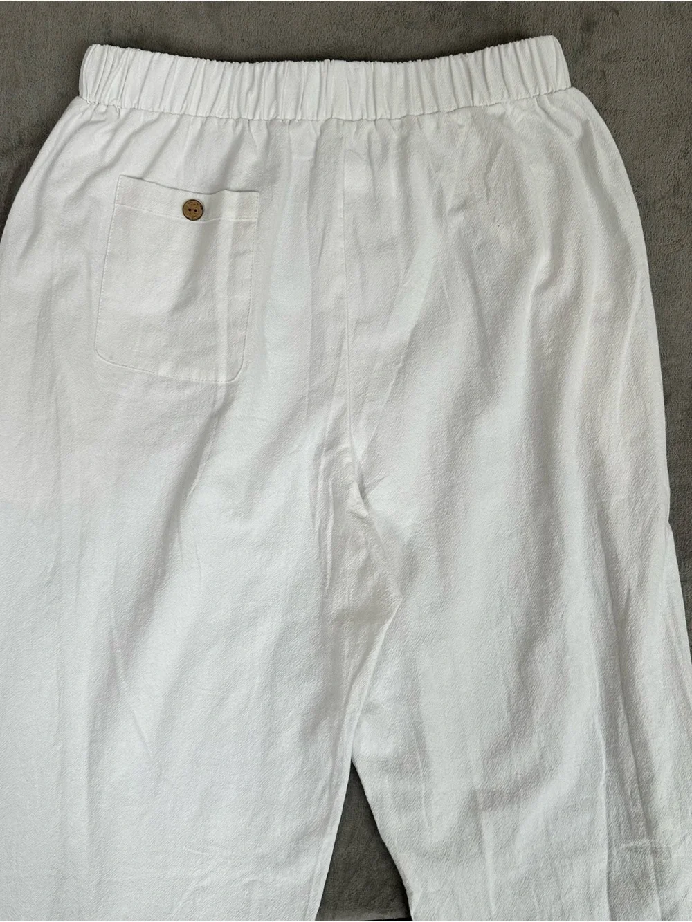 Women’s White Gauchos Lace With Elastic Drawstring Pants
